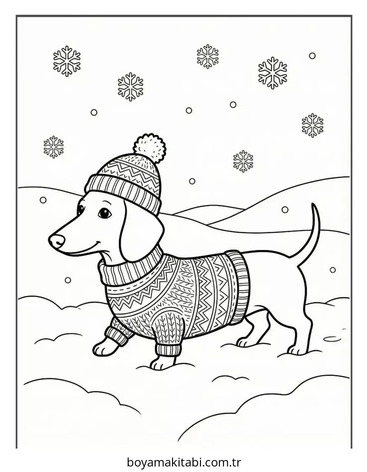 Dachshund boyama sayfası #25 – el becerilerini geliştirir, boyama çalışması
