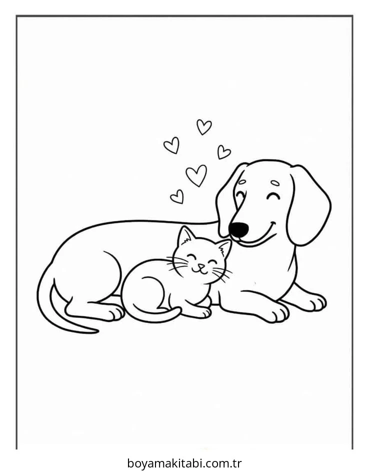 Dachshund boyama sayfası #29 – sanatsal çalışma, aile ile vakit geçirme