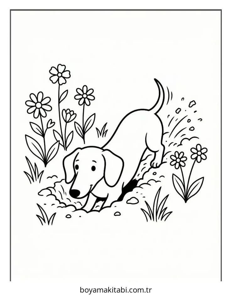 Dachshund boyama sayfası #31 – yaratıcılık, doğum günü partisi aktivitesi