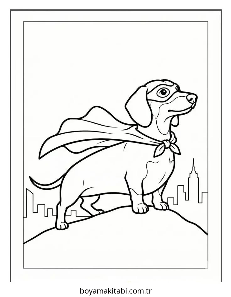Dachshund boyama sayfası #32 – boyama çalışması, sınıf etkinliği
