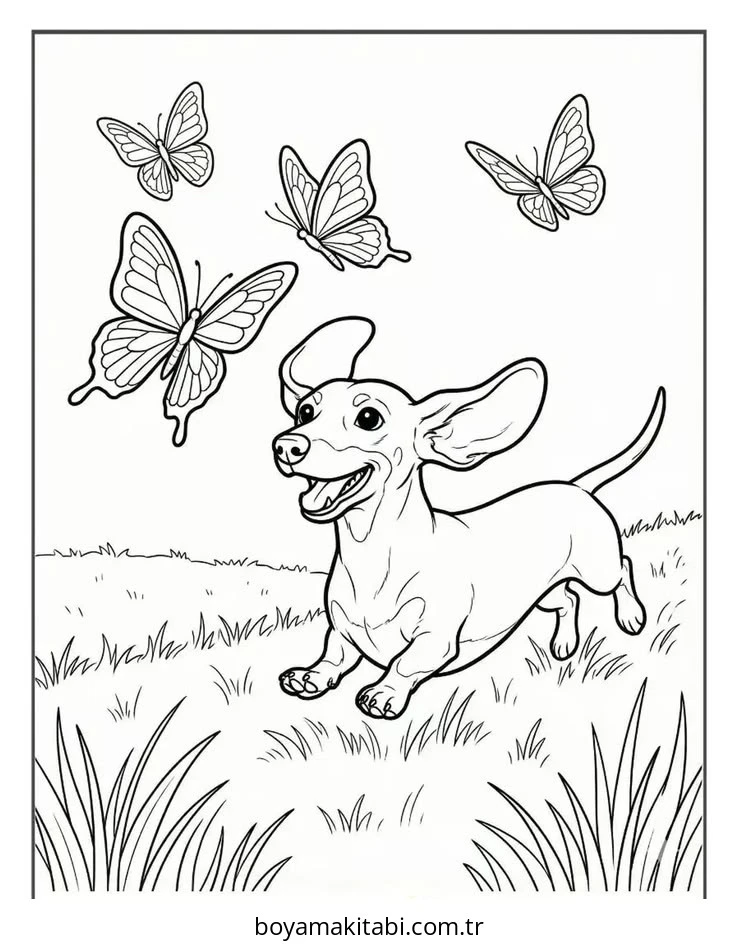 Dachshund boyama sayfası #35 – ilkokul öğrencileri için, hayal gücünü besler