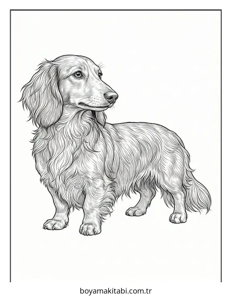 Dachshund boyama sayfası #42 – hayal gücünü besler, tamamen ücretsiz