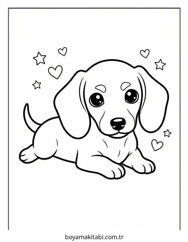 Dachshund boyama sayfası #43 – renk bilgisini öğretir, günlük etkinlik önerisi