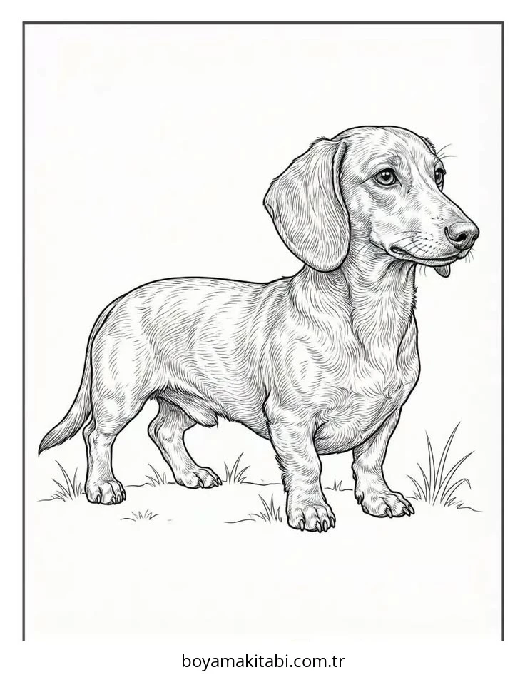 Dachshund boyama sayfası #46 – kolay indirilebilir, eğlenceli öğrenme deneyimi