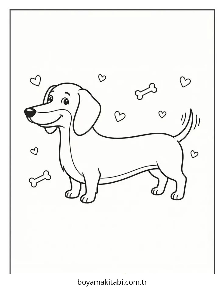 Dachshund boyama sayfası #48 – mürekkep tasarrufu sağlar, PDF indir