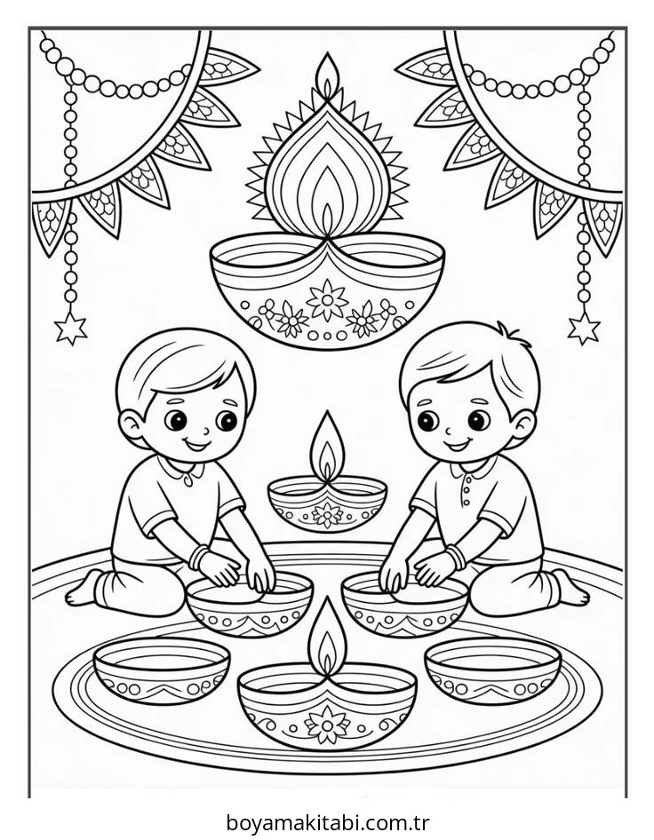 Diwali boyama sayfası – yaratıcılık, eğlenceli etkinlik