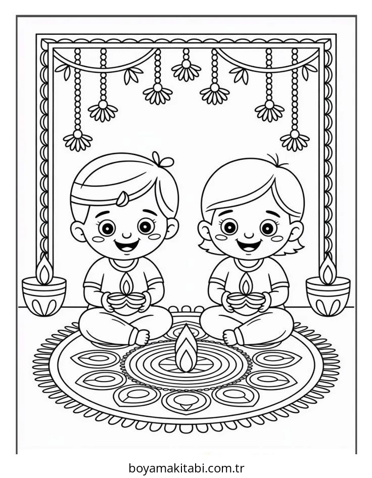 Diwali boyama sayfası – yaratıcılığı geliştirir, keyifli zaman