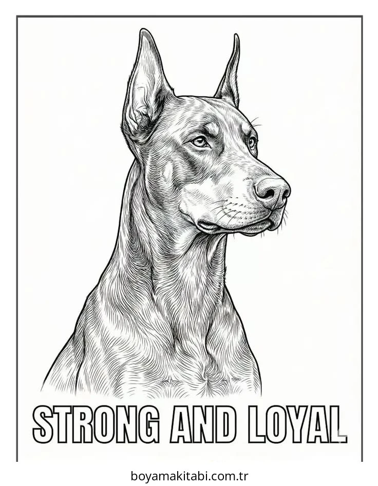 Doberman boyama sayfası – okul öncesi, evde etkinlik