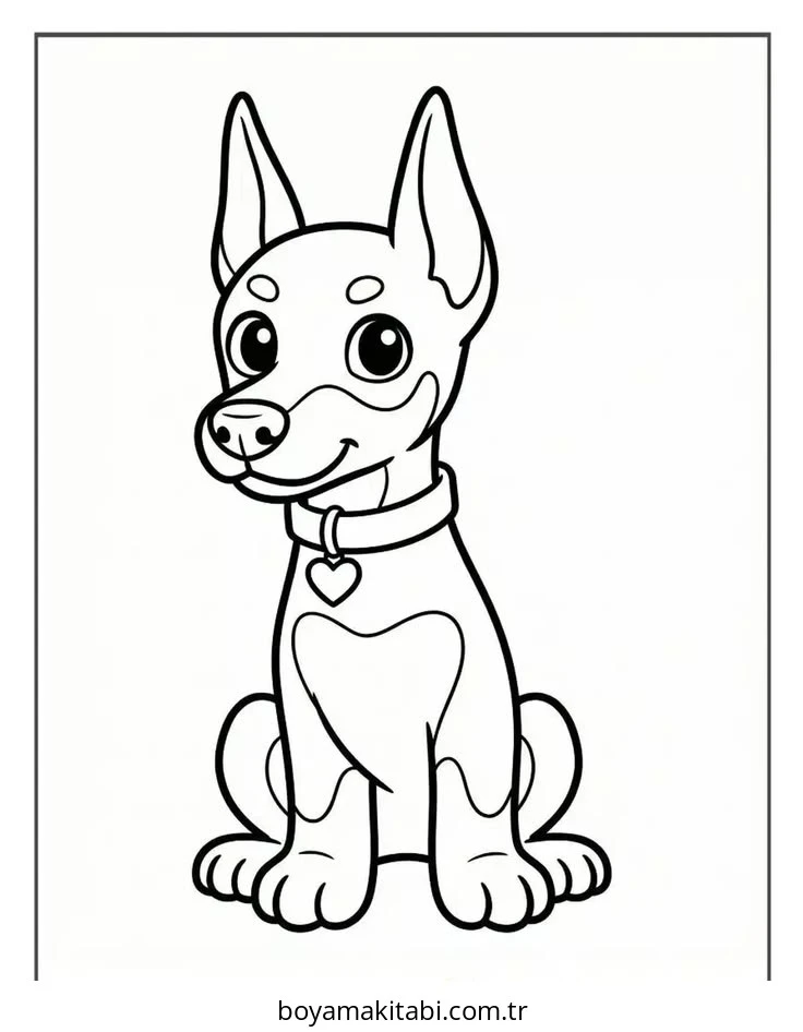 Doberman boyama sayfası – boyama çalışması, yaratıcılığı geliştirir