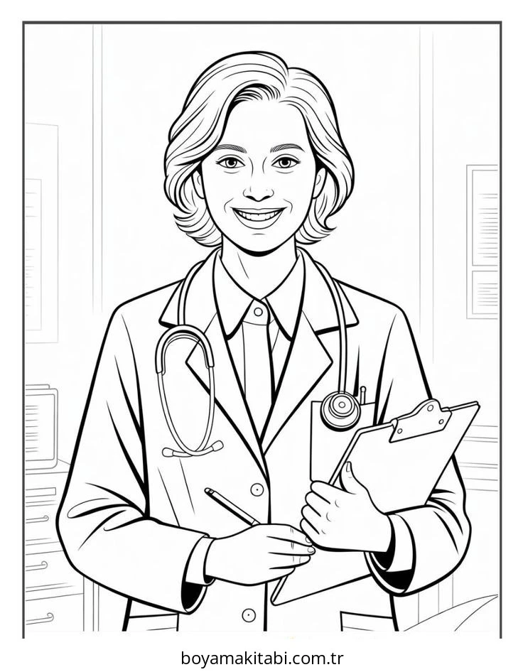 Doktor boyama sayfası – ücretsiz yazdır, boyama etkinliği