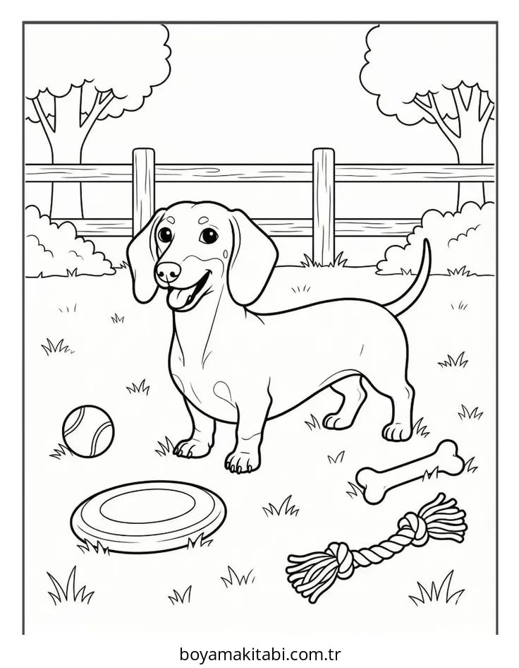 Köpek boyama sayfası #829 – basit çizim, yaz tatili etkinliği