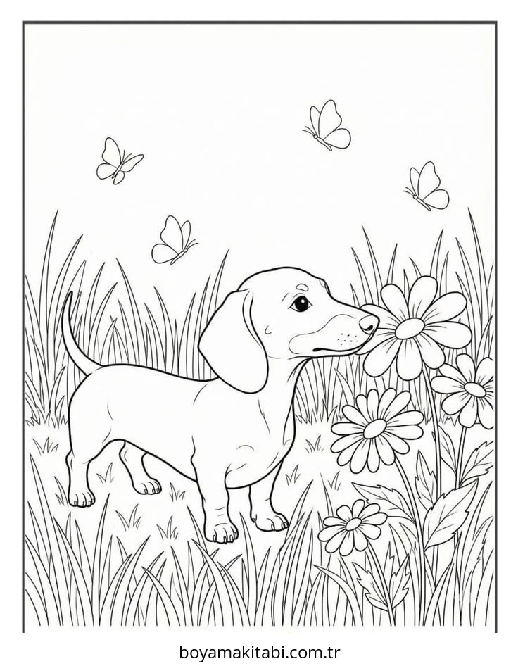 Köpek boyama sayfası #832 – renkli çizimler, dikkat ve odaklanma geliştirir