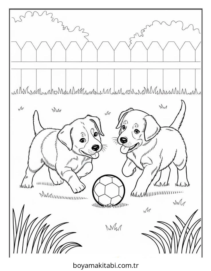 Köpek boyama sayfası #843 – sabır ve özgüven kazandırır, yaratıcı sanat çalışması