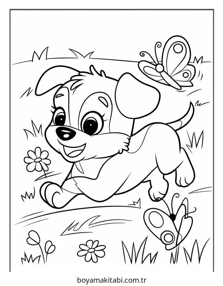 Köpek boyama sayfası #854 – PDF indir, sevimli karakter