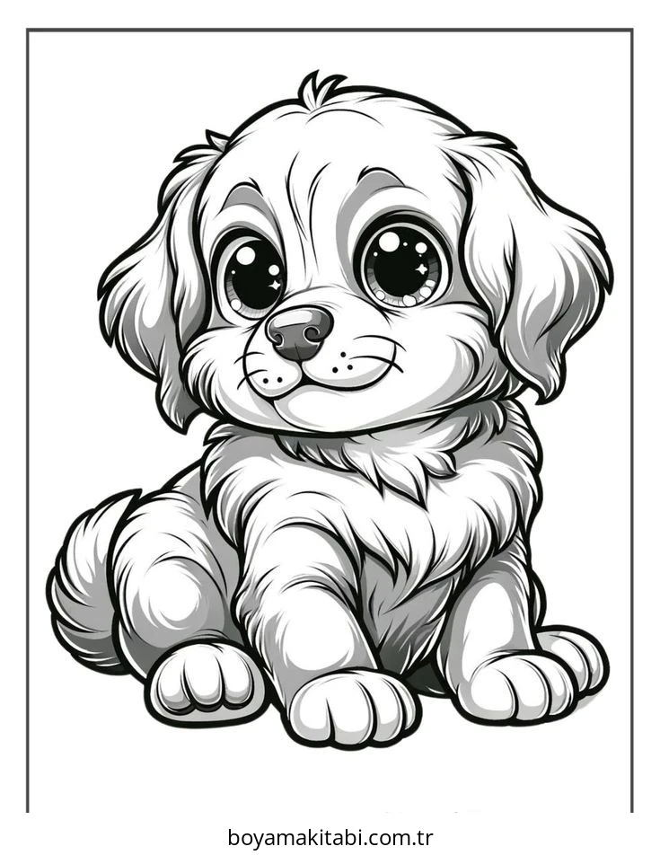 Köpek boyama sayfası – kolay boyama, eğitici aktivite