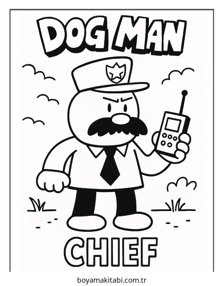 Dog Man boyama sayfası #11 – keyifli zaman, renkli çizimler