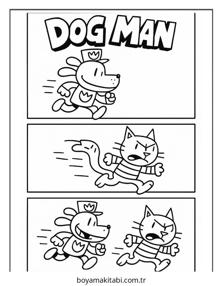 Dog Man boyama sayfası #13 – çocuk aktivitesi, ilkokul öğrencileri için