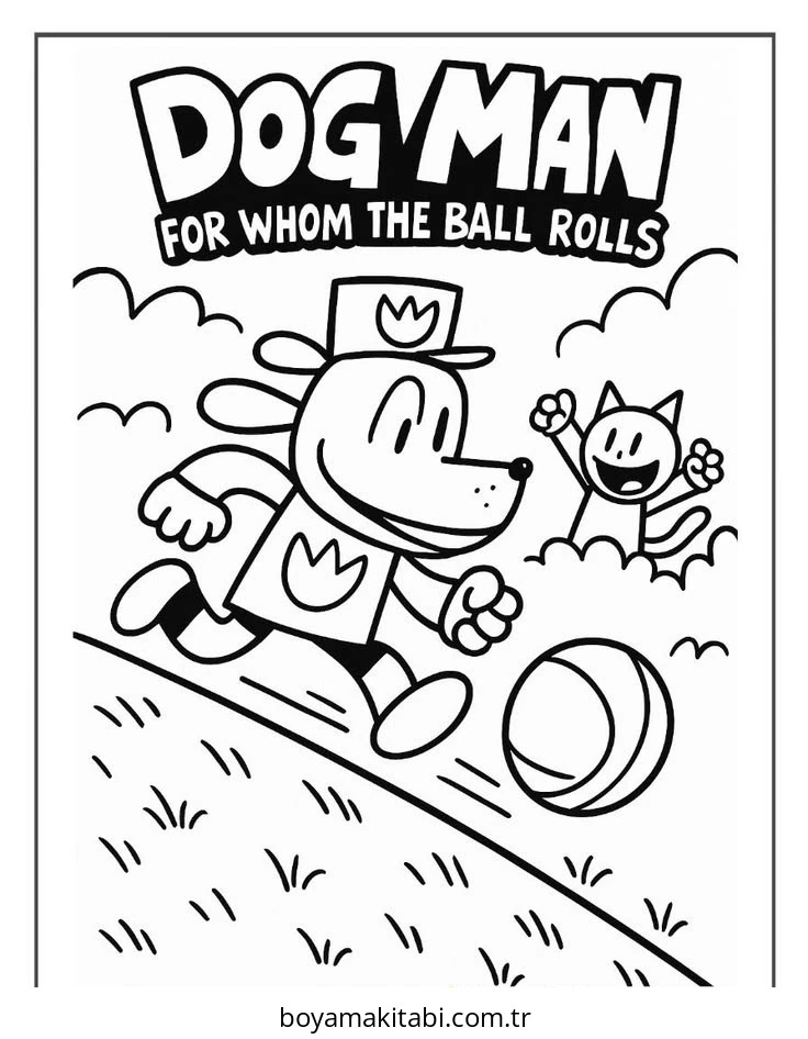 Dog Man boyama sayfası #19 – anaokulu etkinliği, motor becerileri destekler