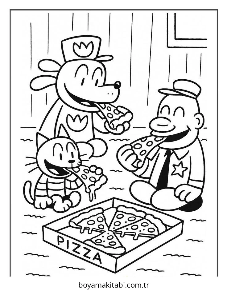 Dog Man boyama sayfası #33 – mürekkep tasarrufu sağlar, PDF indir