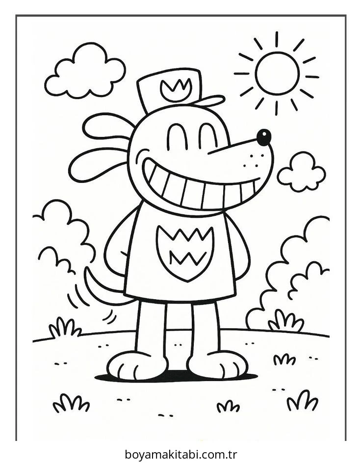 Dog Man boyama sayfası #35 – günlük etkinlik önerisi, kolay boyama