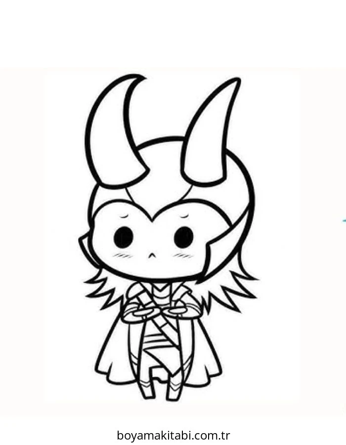 Chibi boyama sayfası – sevimli karakter, sanatsal çalışma