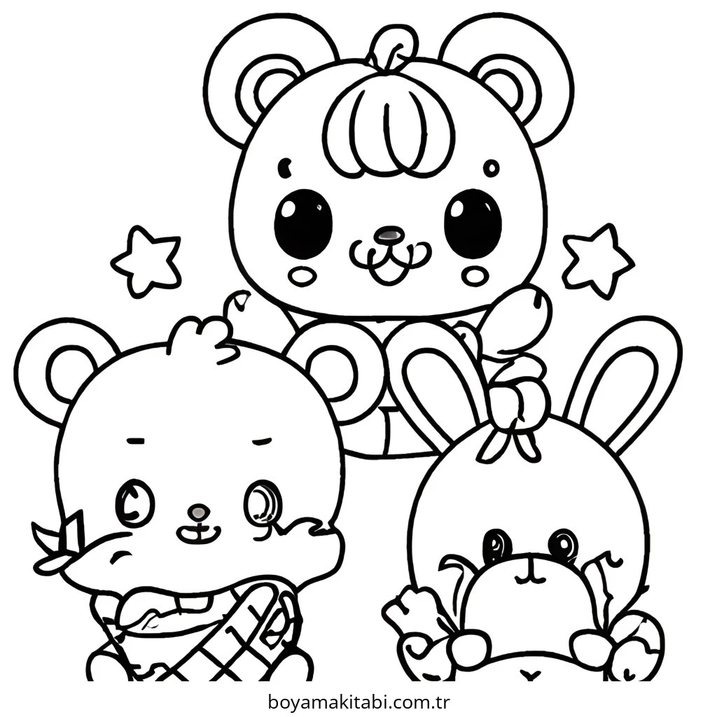 Chibi boyama sayfası – renkli çizimler, okul öncesi