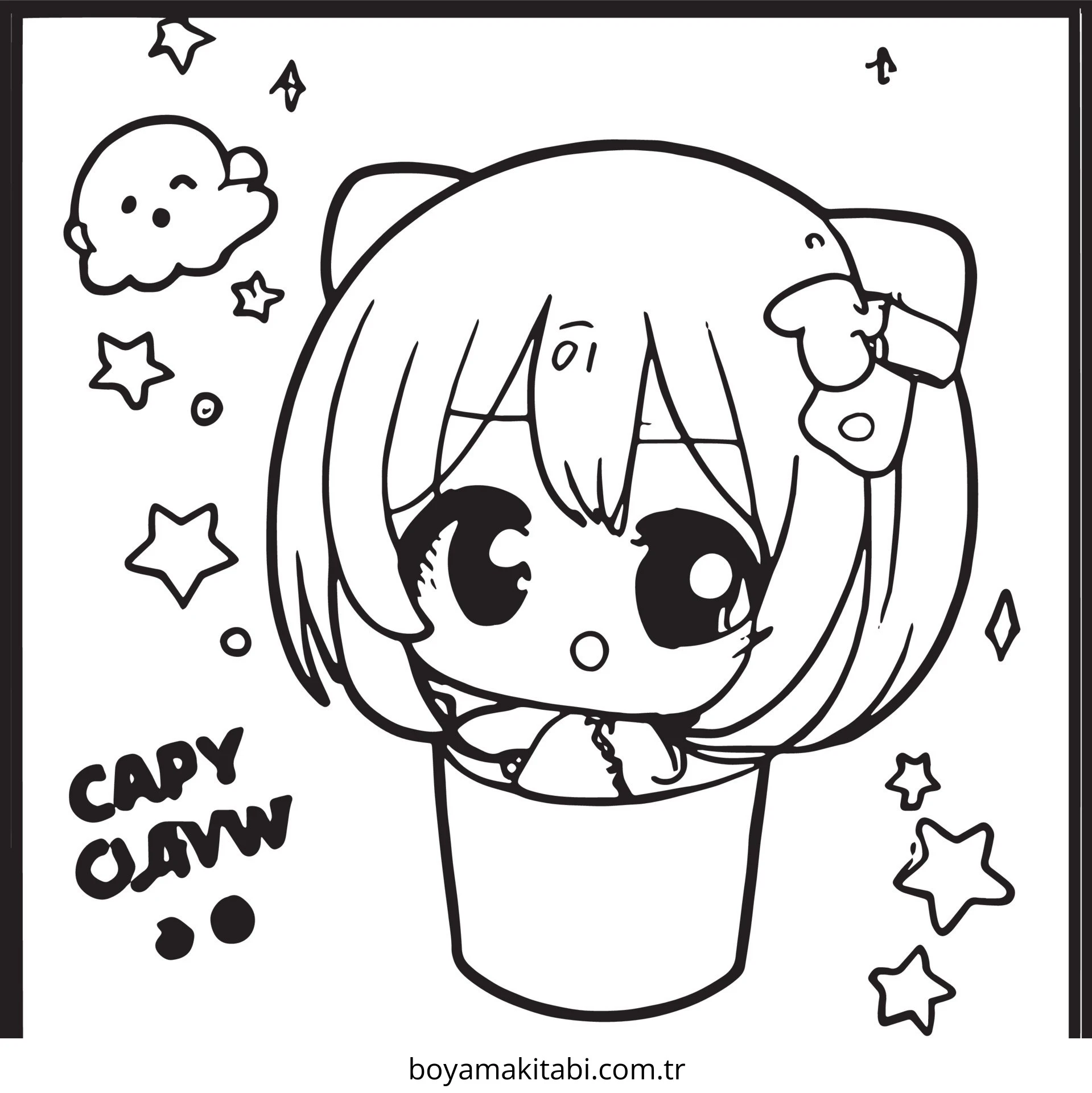 Chibi boyama sayfası – renkli çizimler, okul öncesi