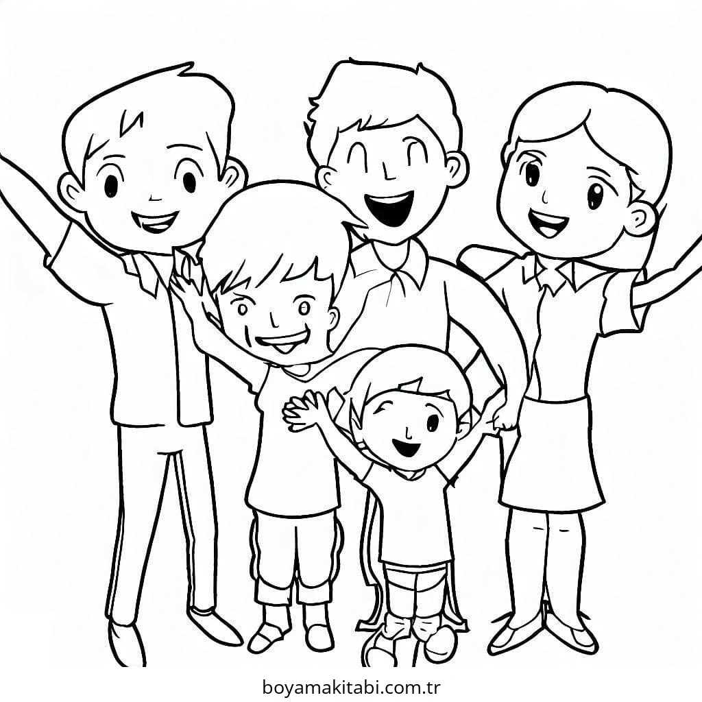Aile boyama sayfası #65 – el becerilerini geliştirir, boyama çalışması