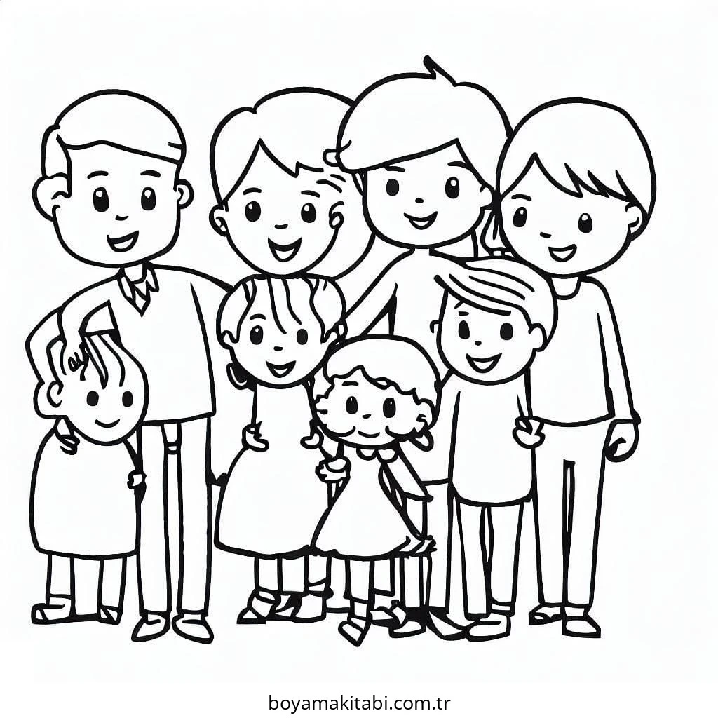 Aile boyama sayfası #79 – sınıf etkinliği, kolay indirilebilir