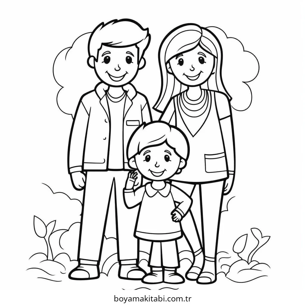 Aile boyama sayfası #83 – renk bilgisini öğretir, günlük etkinlik önerisi