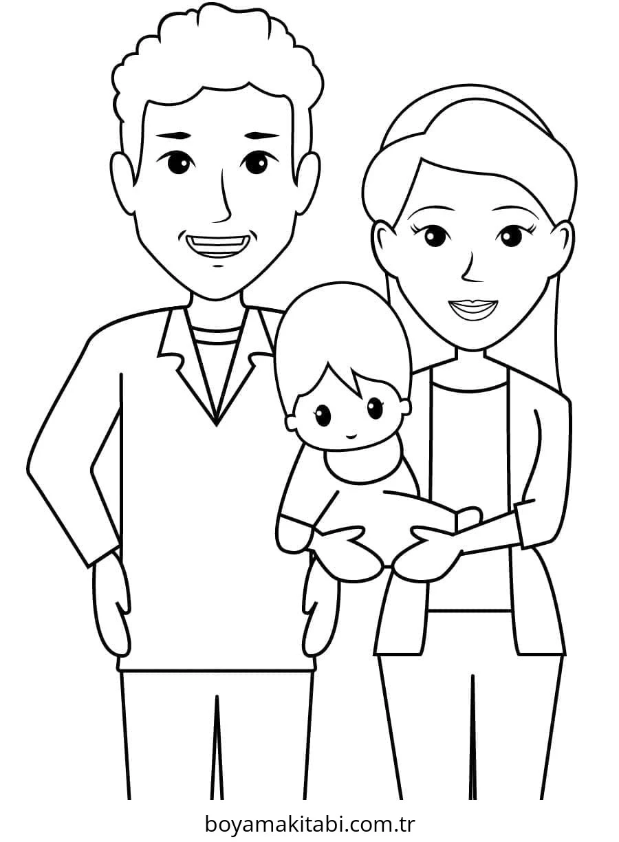 Aile boyama sayfası #88 – mürekkep tasarrufu sağlar, PDF indir