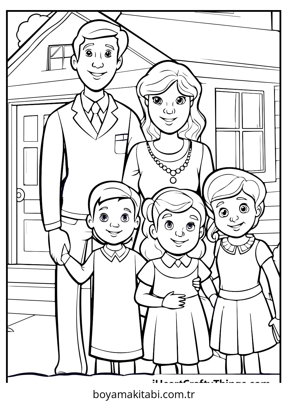 Aile boyama sayfası #109 – sanatsal çalışma, aile ile vakit geçirme