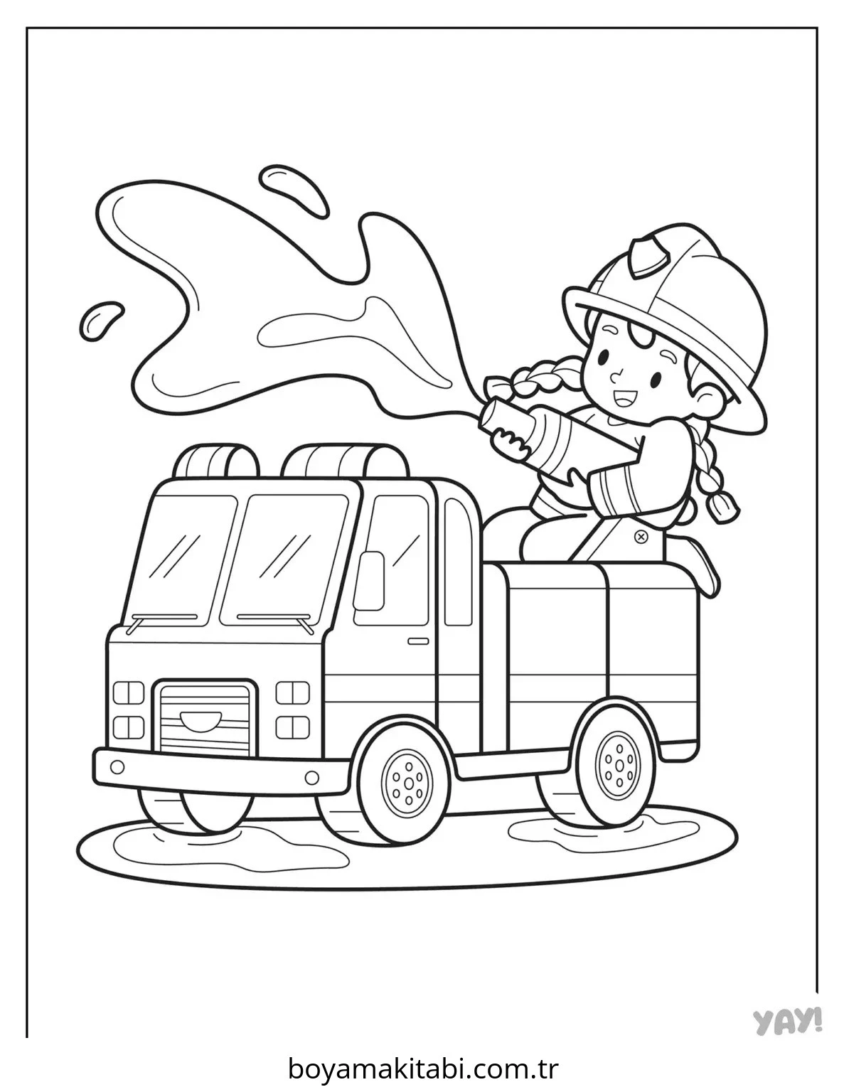 Fire Truck boyama sayfası – eğlenceli etkinlik, el becerilerini geliştirir