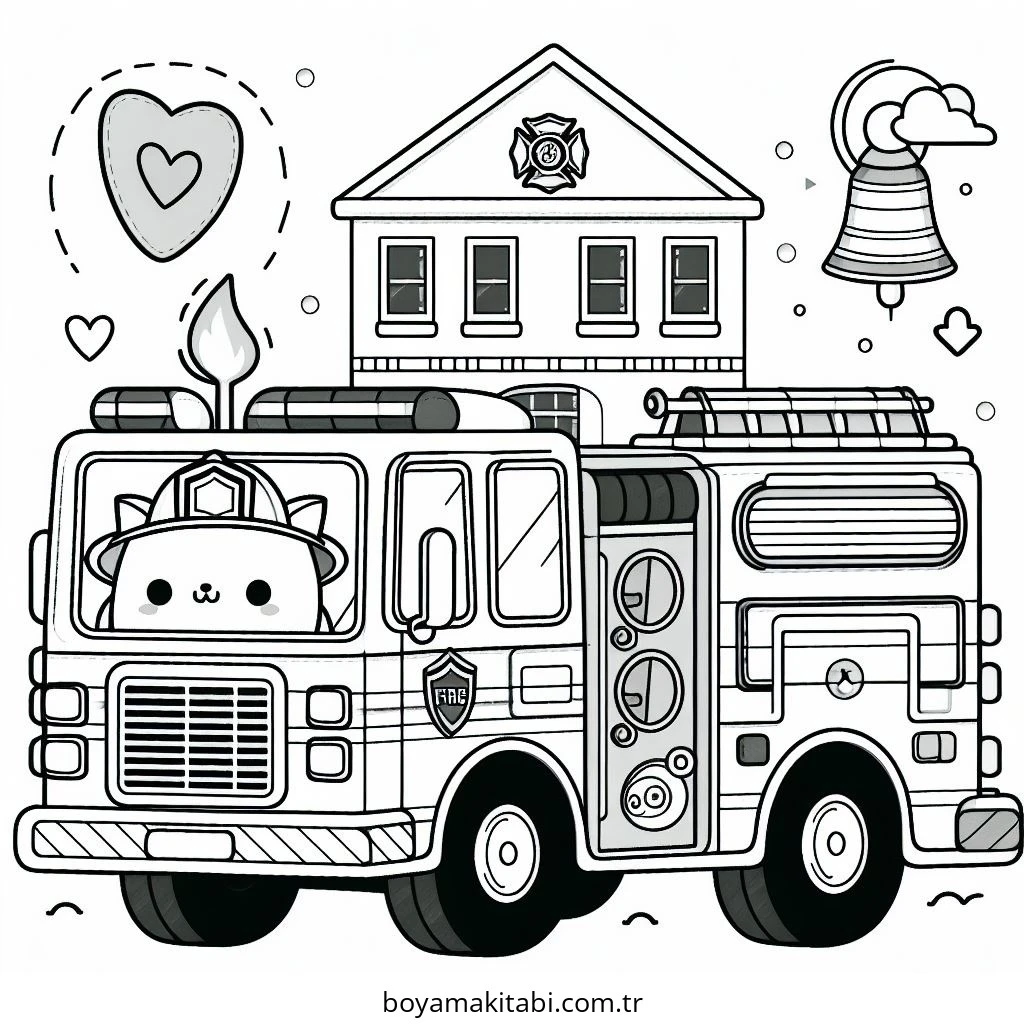 Fire Truck boyama sayfası – eğitici aktivite, yaratıcılık