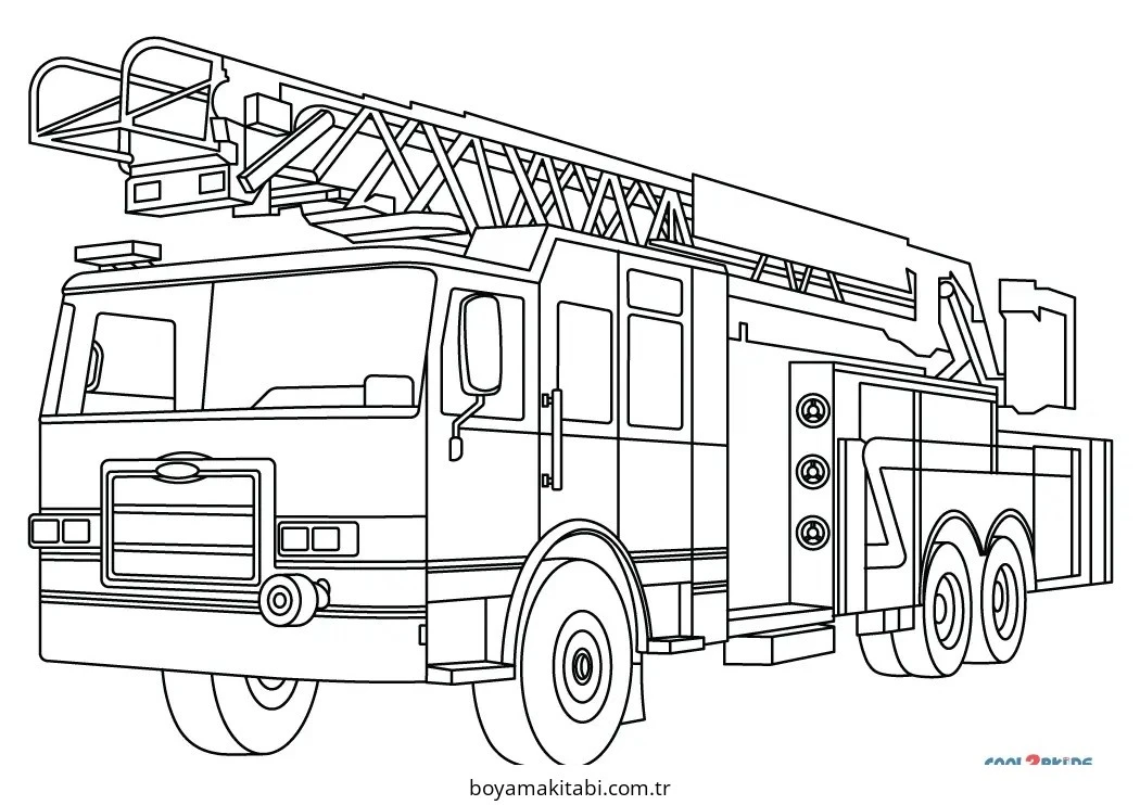 Fire Truck boyama sayfası – sanatsal çalışma, çocuklar için