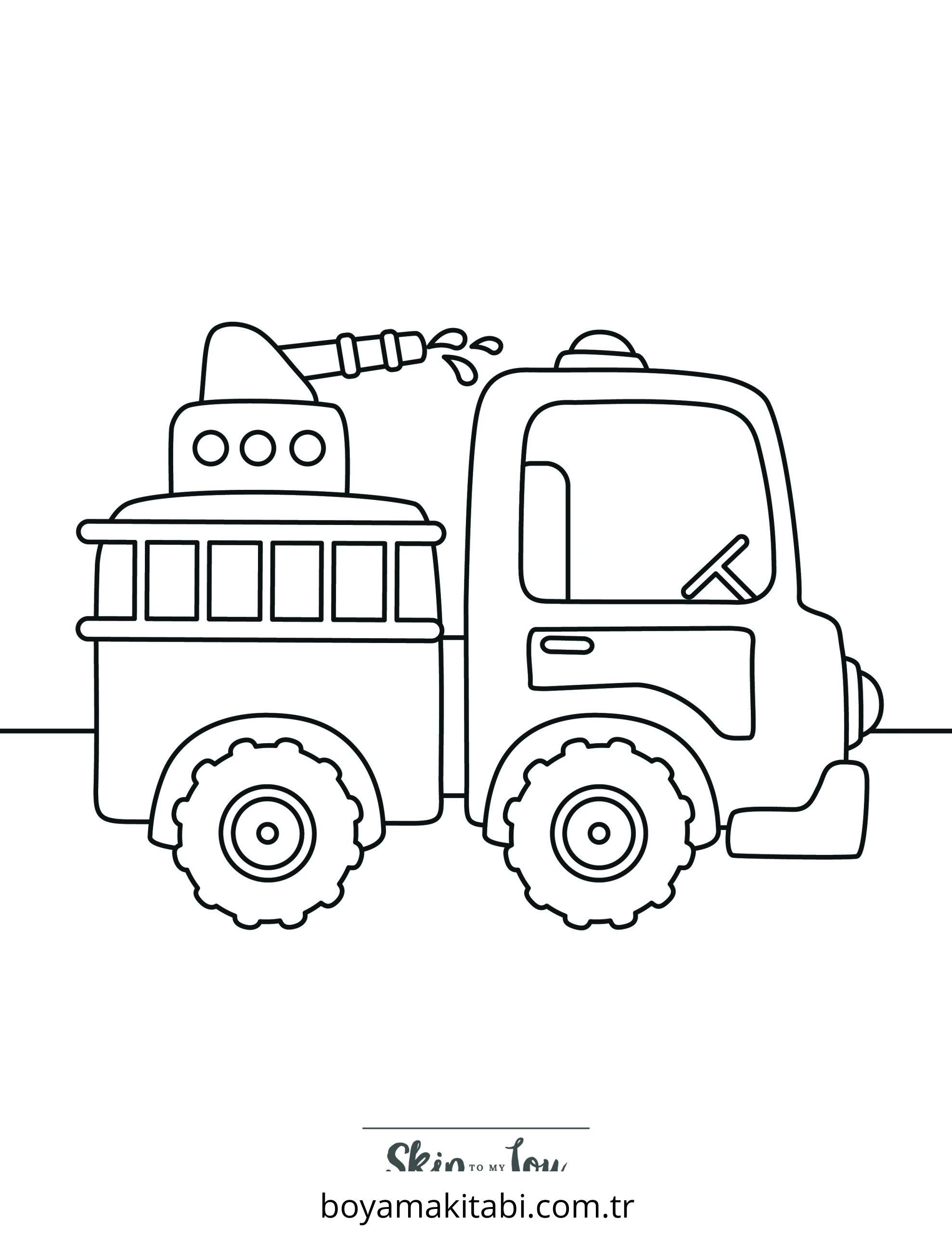 Fire Truck boyama sayfası – eğitici aktivite, yaratıcılık