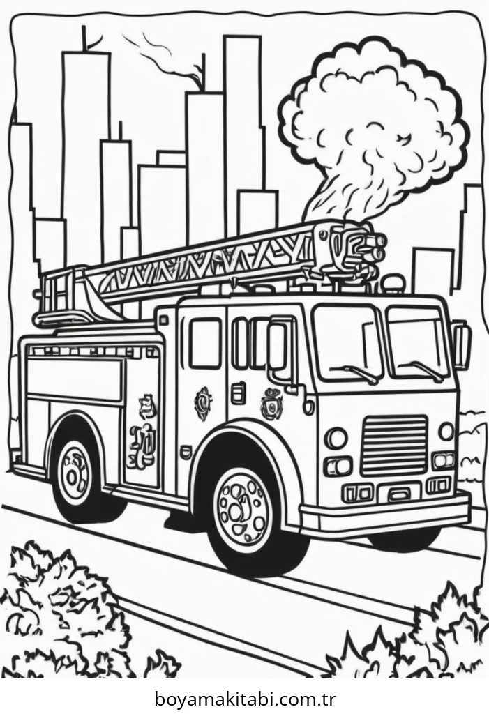 Fire Truck boyama sayfası – sanatsal çalışma, çocuklar için