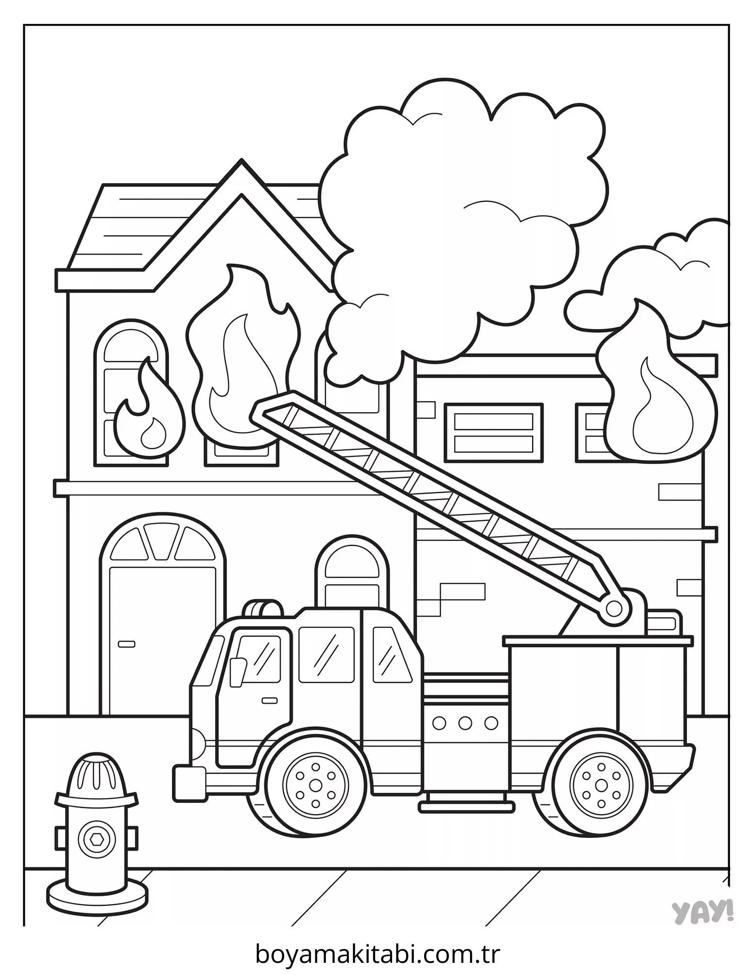 Fire Truck boyama sayfası – yaratıcılık, eğlenceli etkinlik