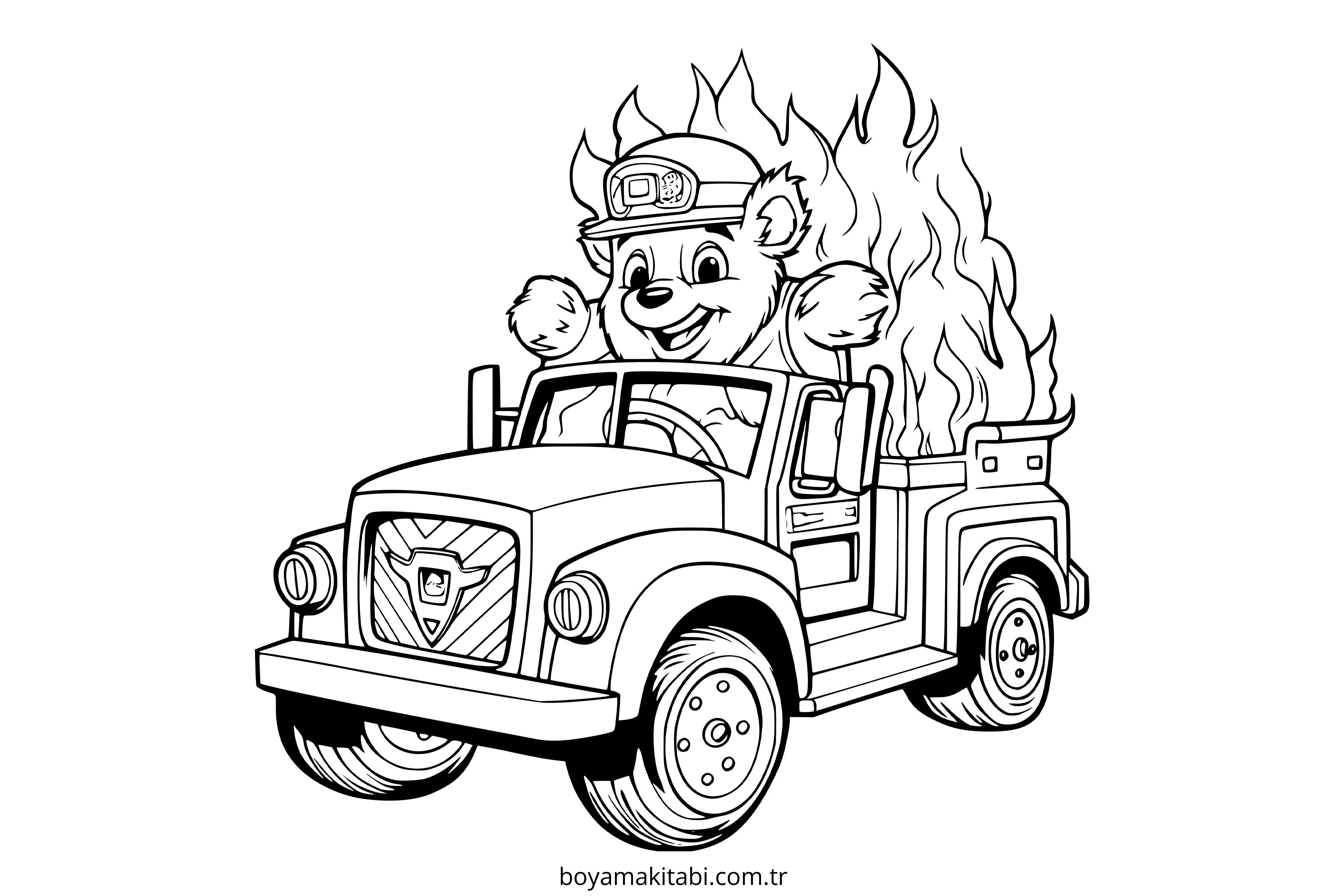 Fire Truck boyama sayfası – renkli çizimler, okul öncesi