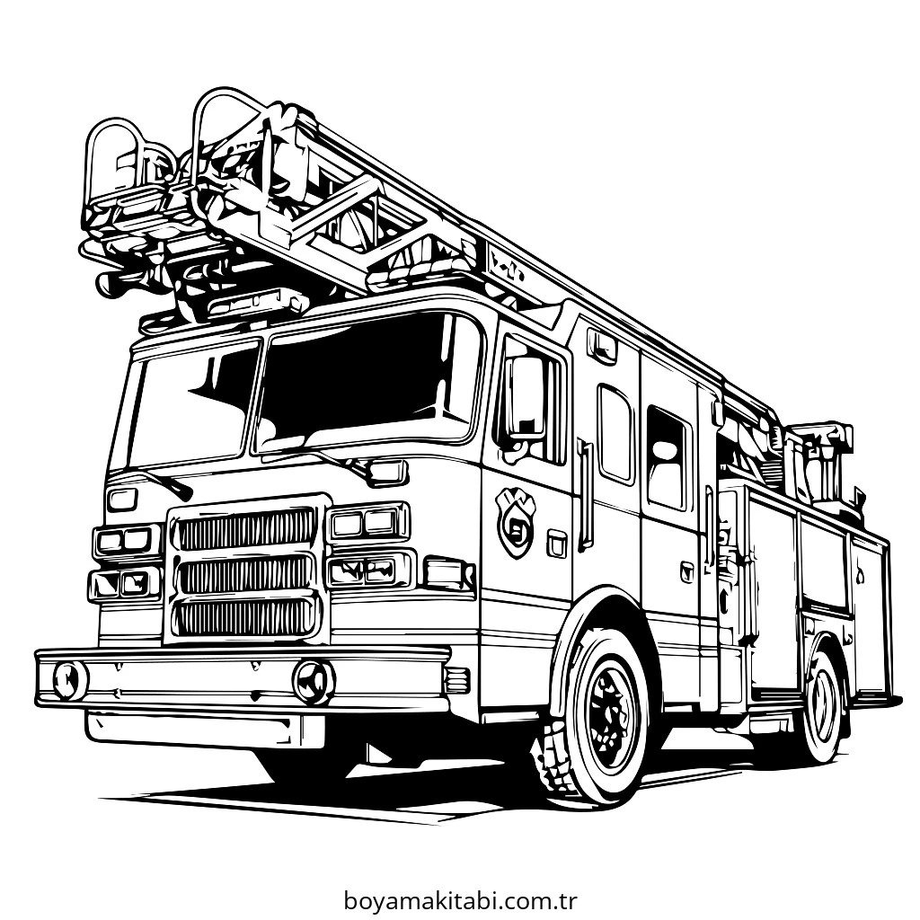 Fire Truck boyama sayfası – çocuklar için, çizgi film temalı