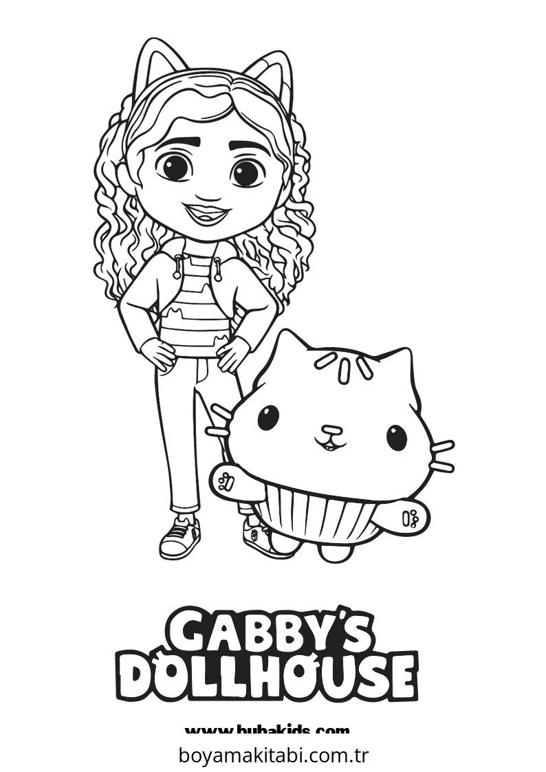 Gabby Dollhouse boyama sayfası – sanatsal çalışma, çocuklar için