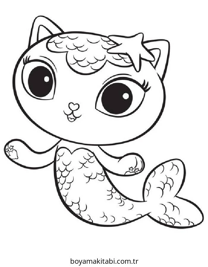 Gabby Dollhouse boyama sayfası – el becerilerini geliştirir, boyama çalışması