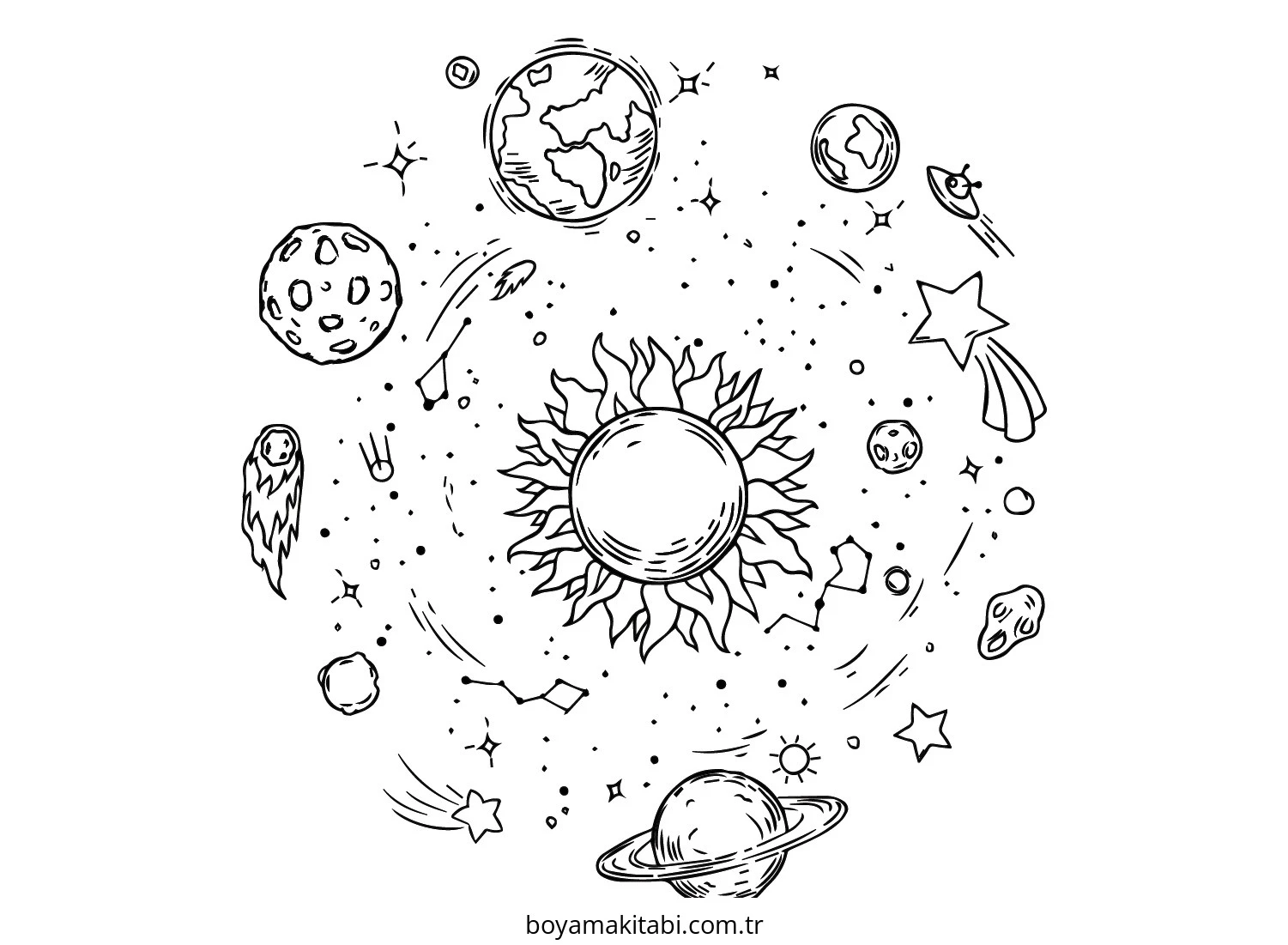 Galaxy boyama sayfası – okul öncesi, evde etkinlik