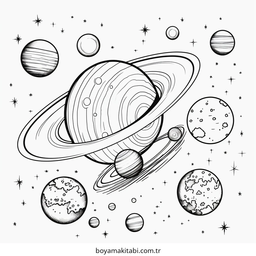 Galaxy boyama sayfası – çizgi film temalı, basit çizim