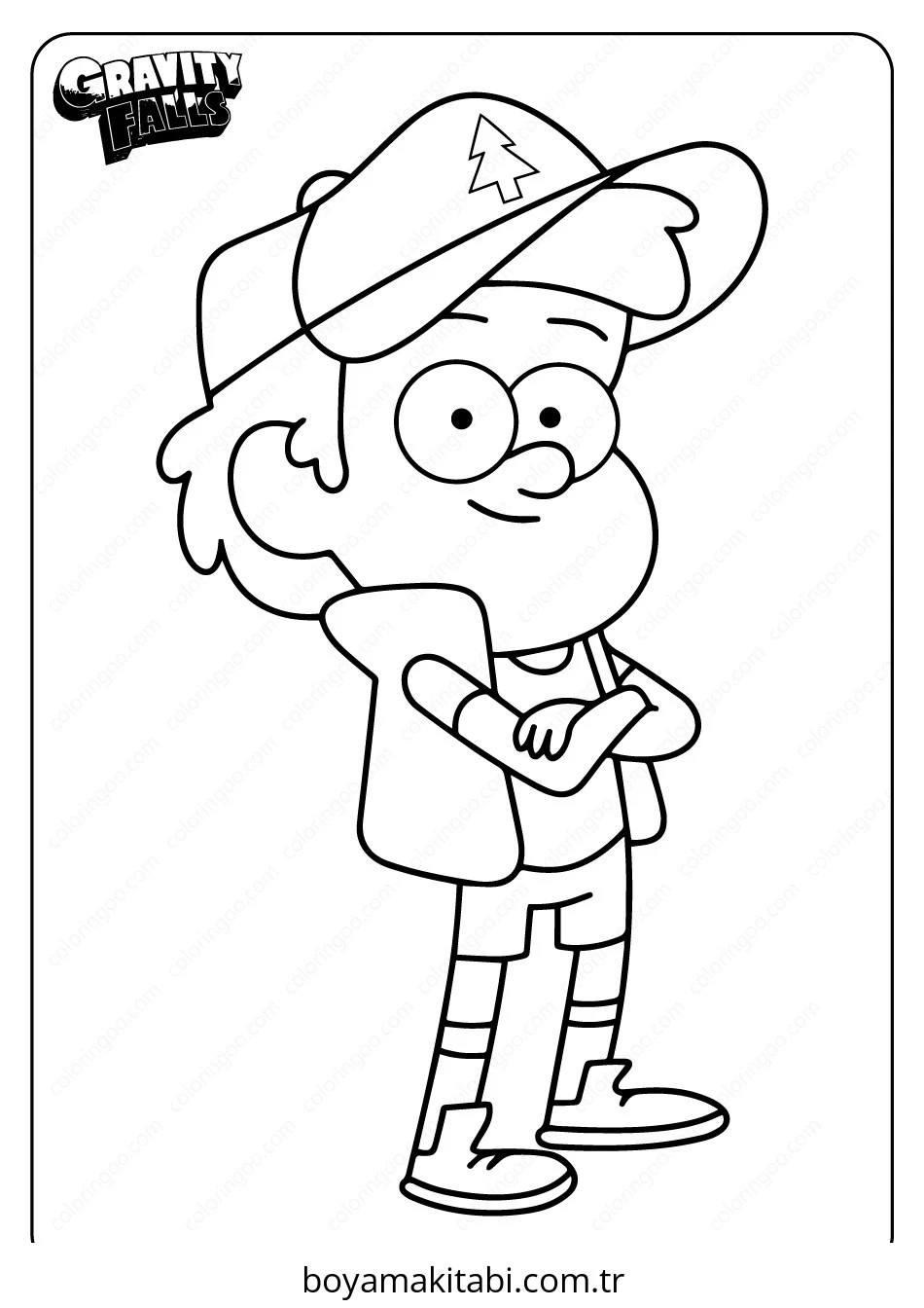Gravity Falls boyama sayfası – basit çizim, kolay boyama