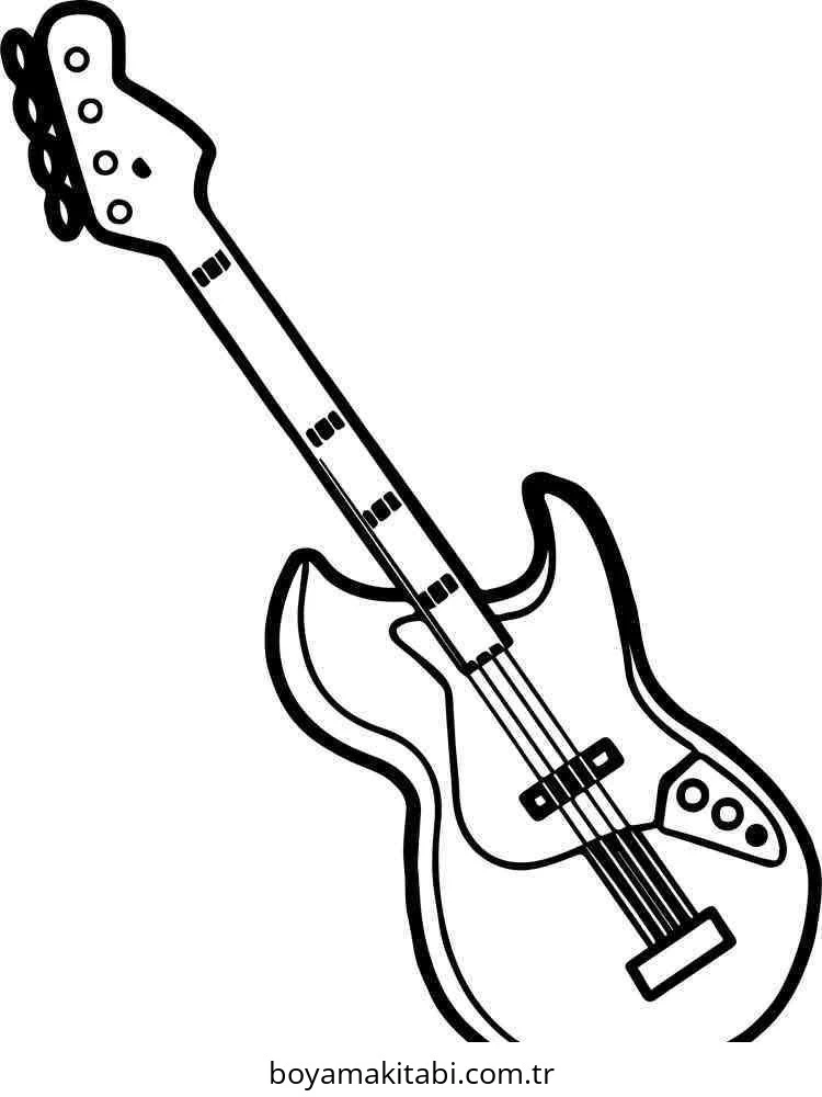 Gitar boyama sayfası – eğitici aktivite, yaratıcılık
