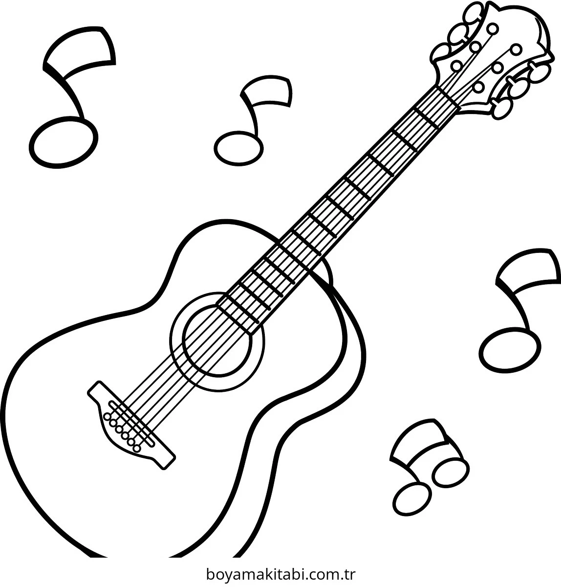 Gitar boyama sayfası – el becerilerini geliştirir, boyama çalışması