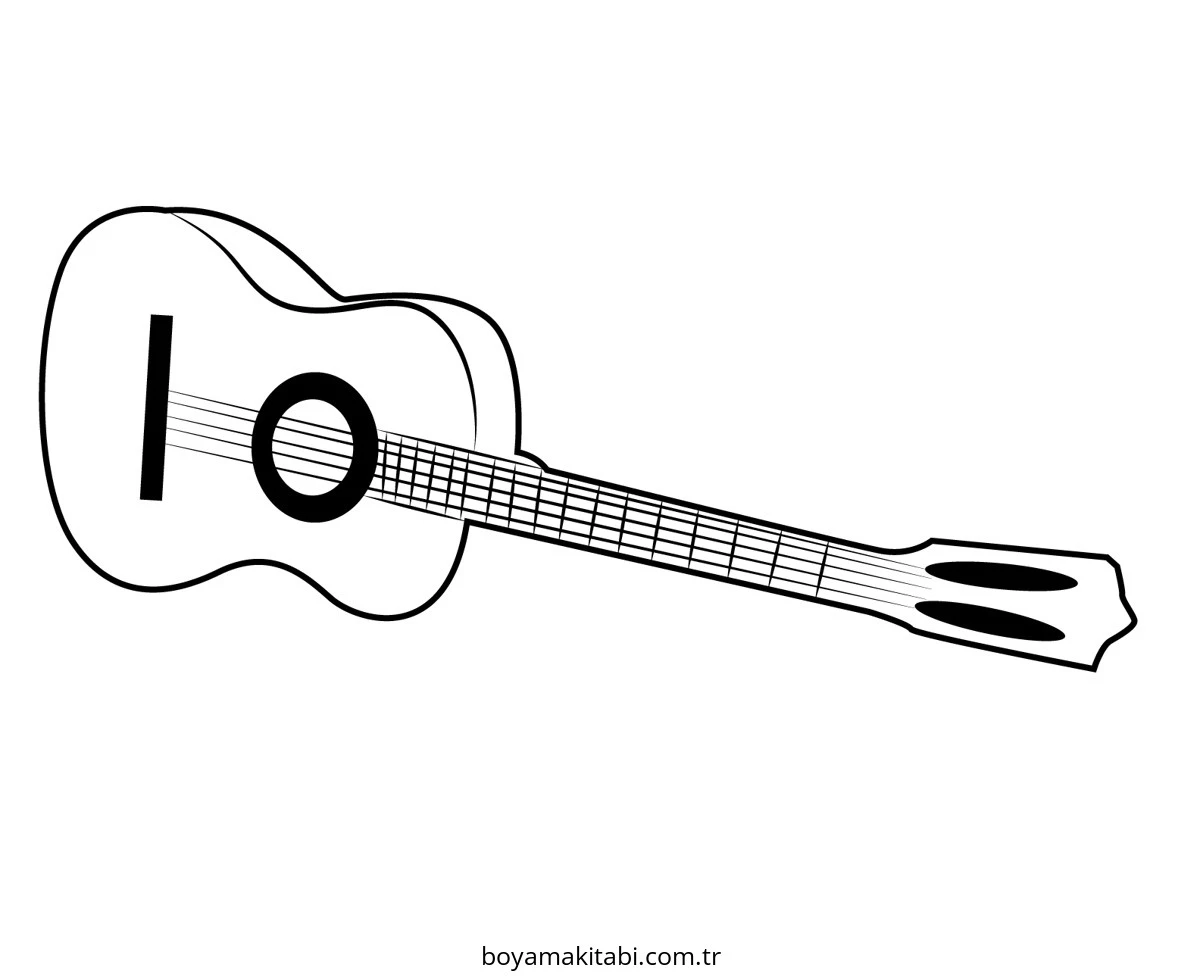 Gitar boyama sayfası – evde etkinlik, ücretsiz yazdır
