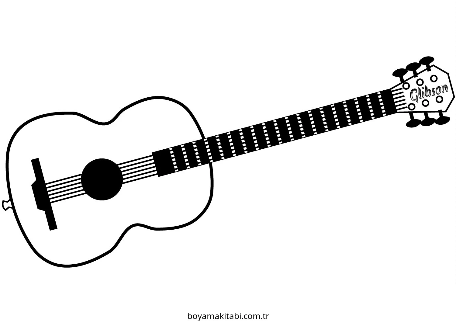 Gitar boyama sayfası – sanatsal çalışma, çocuklar için