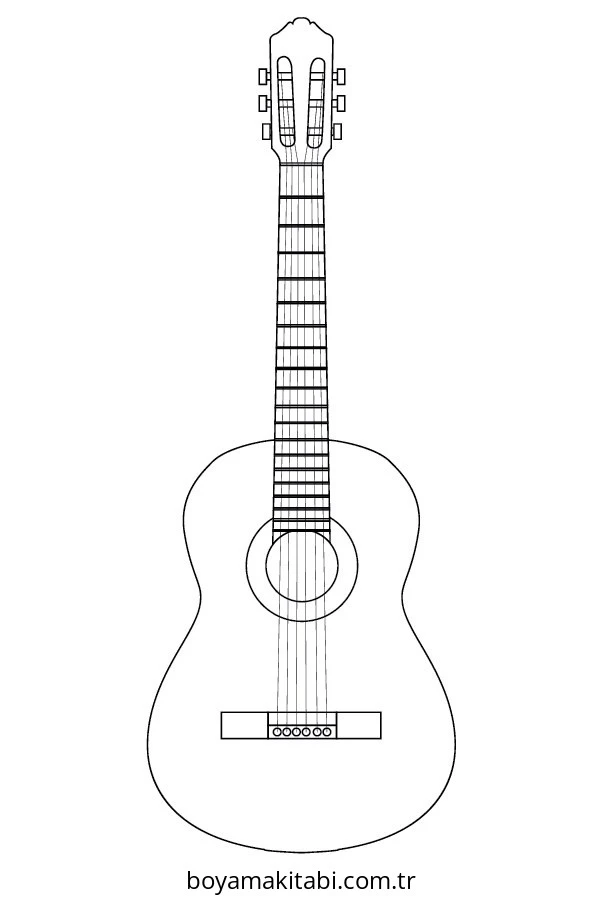 Gitar boyama sayfası – renkli çizimler, okul öncesi